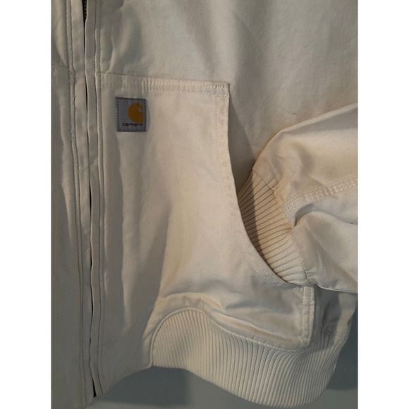 NWT Carhartt women 1X Cream Relaxed Rugged Flex Canvas Crawford bomber Jacket - Picture 7 of 9